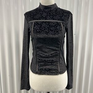 🖤 Bershka Black Floral Long Sleeve Top